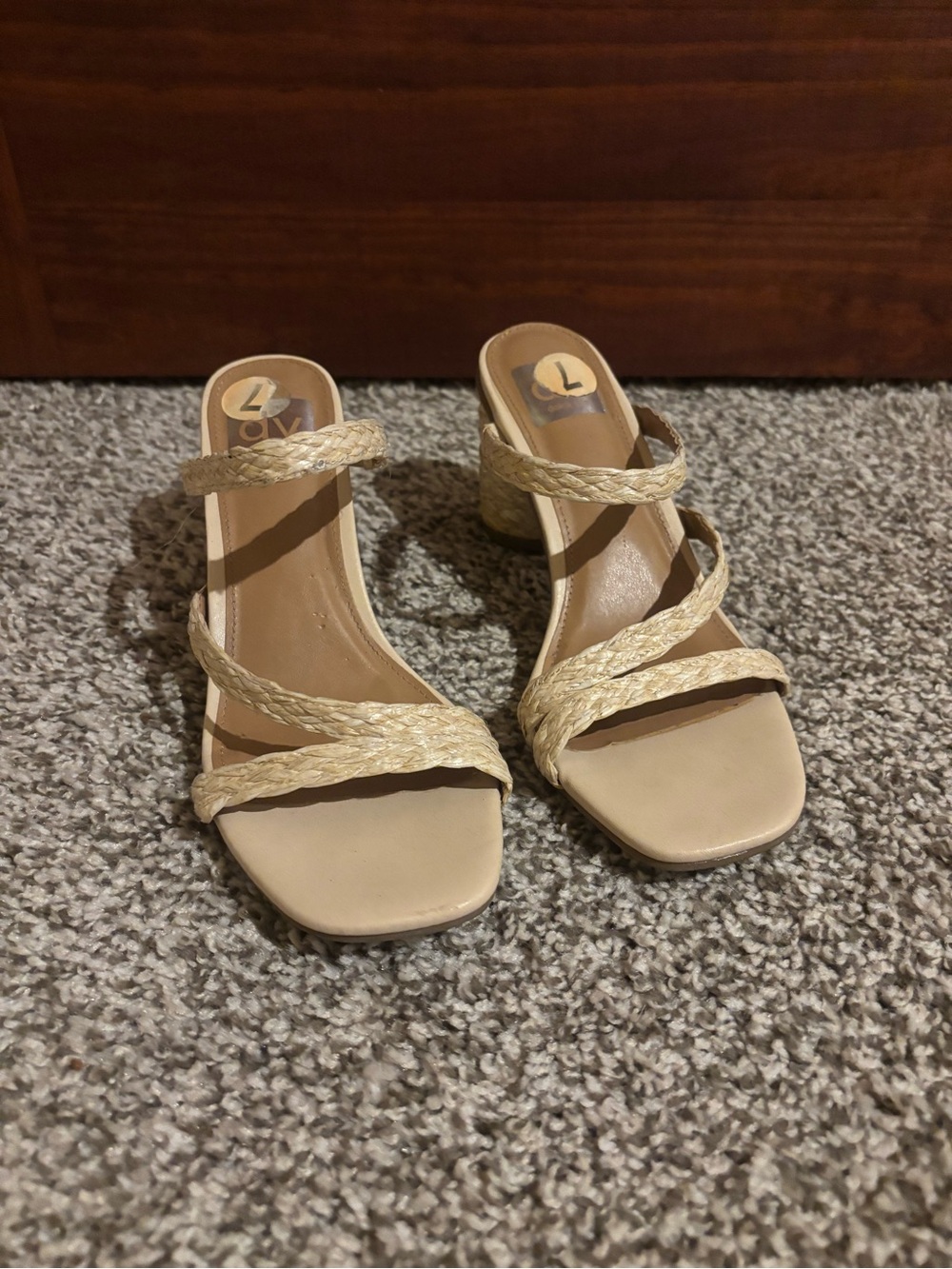 Dolce Vita Braided Strap Block Heel Sandals - Beige